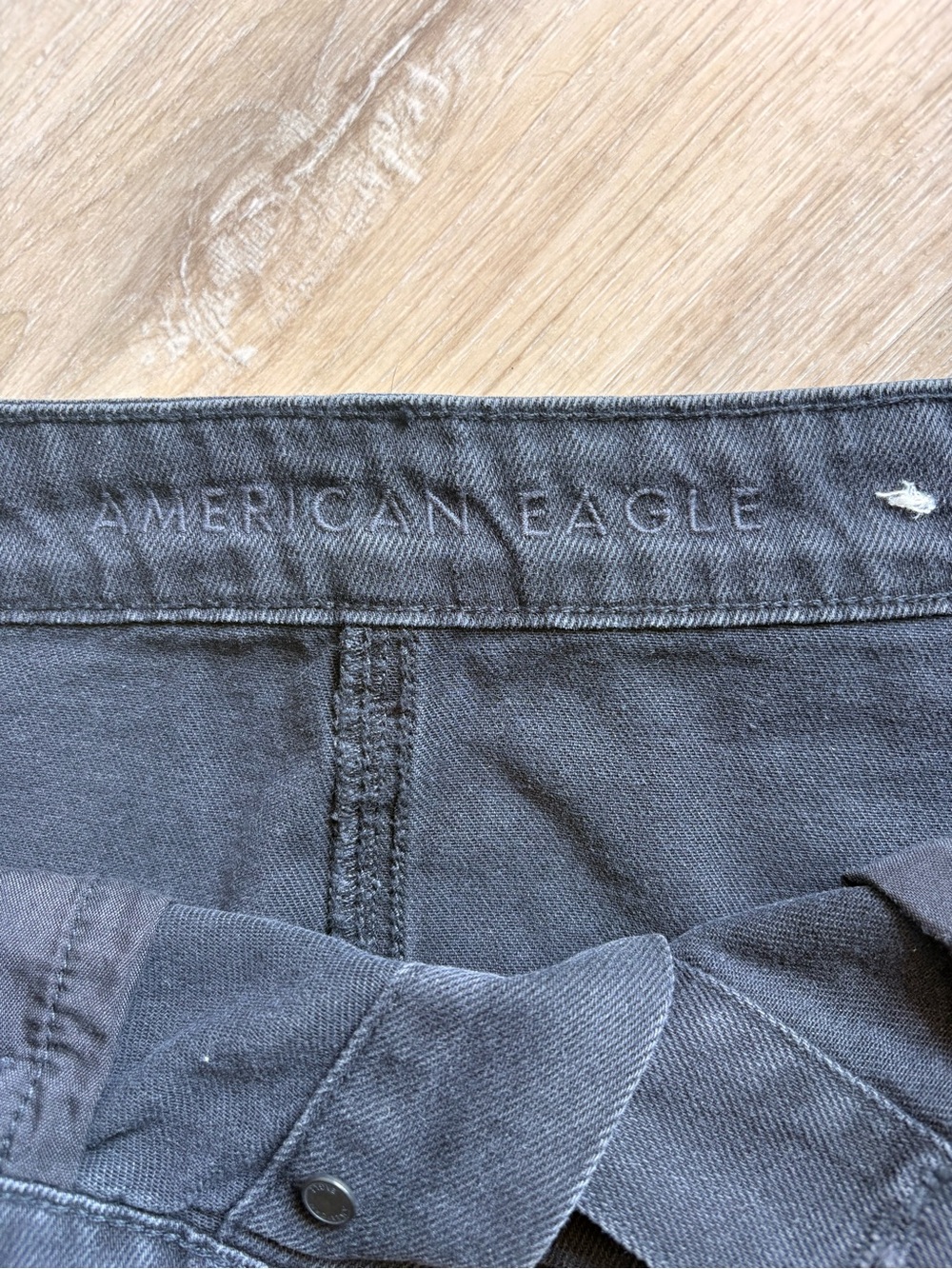 American Eagle Black Button Front Denim Mini Skirt - Picture 4 of 5